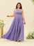 A-Line/Princess Halter Plus Size Long Bridesmaid Dresses with Split Side & Ruffles