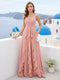 A-Line/Princess V-Neck Sleeveless Long Ruched Bridesmaid Dresses with Ruffles