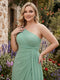 Sheath/Column One-Shoulder Sleeveless Long Ruched Plus Size Bridesmaid Dresses with Ruffles & Split Side
