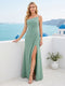 Sheath/Column One-Shoulder Long Ruched Bridesmaid Dresses with Split Side