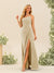 Sheath/Column One-Shoulder Long Ruched Bridesmaid Dresses with Split Side