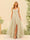 A-Line/Princess Spaghetti Straps V-Neck Long Bridesmaid Dresses with Split Side & Ruffles
