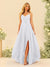 A-Line/Princess Spaghetti Straps V-Neck Long Bridesmaid Dresses with Split Side & Ruffles