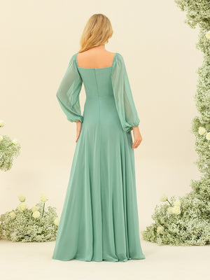 A-Line/Princess Sweetheart Floor-Length Long Bridesmaid Dresses with Split Side & Ruffles