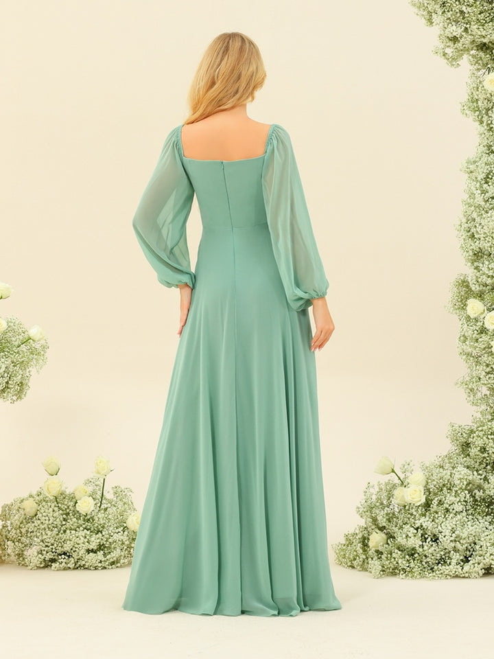 A-Line/Princess Sweetheart Floor-Length Long Bridesmaid Dresses with Split Side &amp; Ruffles