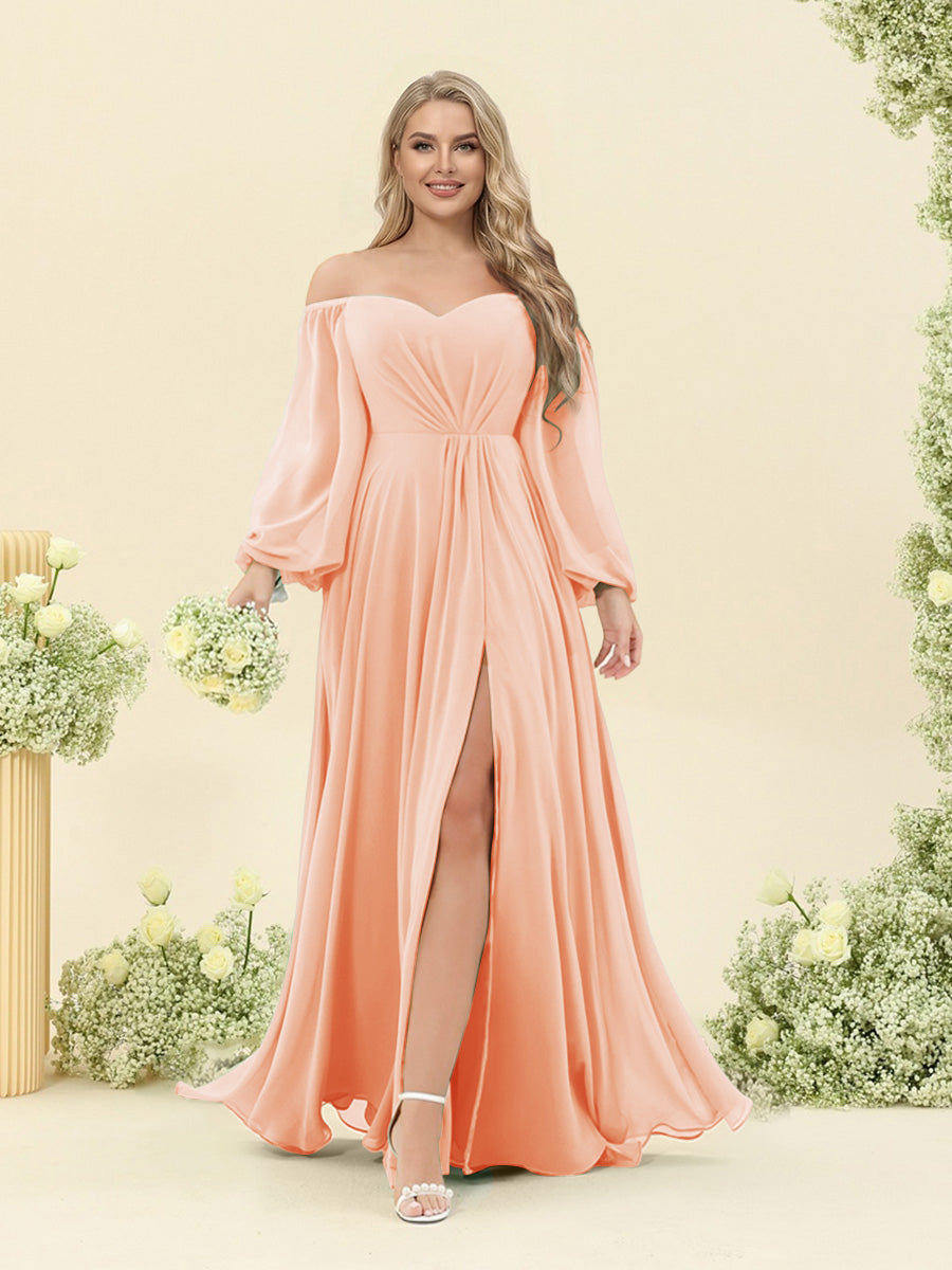 A-Line/Princess Sweetheart Floor-Length Long Plus Size Bridesmaid Dresses with Split Side &amp; Ruffles