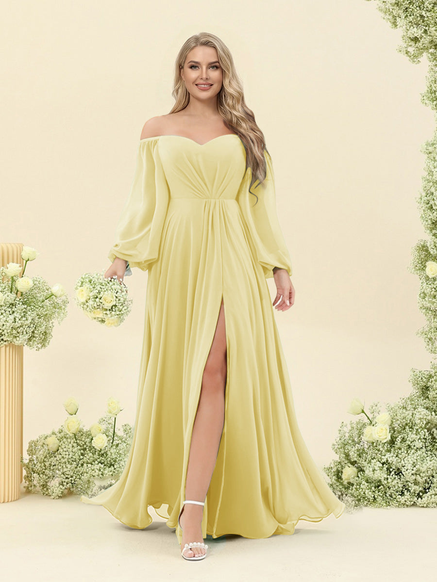 A-Line/Princess Sweetheart Floor-Length Long Plus Size Bridesmaid Dresses with Split Side &amp; Ruffles