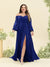 A-Line/Princess Sweetheart Floor-Length Long Plus Size Bridesmaid Dresses with Split Side & Ruffles