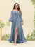 A-Line/Princess Sweetheart Floor-Length Long Plus Size Bridesmaid Dresses with Split Side & Ruffles