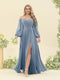 A-Line/Princess Sweetheart Floor-Length Long Plus Size Bridesmaid Dresses with Split Side & Ruffles