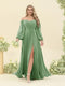 A-Line/Princess Sweetheart Floor-Length Long Plus Size Bridesmaid Dresses with Split Side & Ruffles