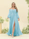 A-Line/Princess Sweetheart Floor-Length Long Plus Size Bridesmaid Dresses with Split Side & Ruffles