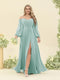 A-Line/Princess Sweetheart Floor-Length Long Plus Size Bridesmaid Dresses with Split Side & Ruffles