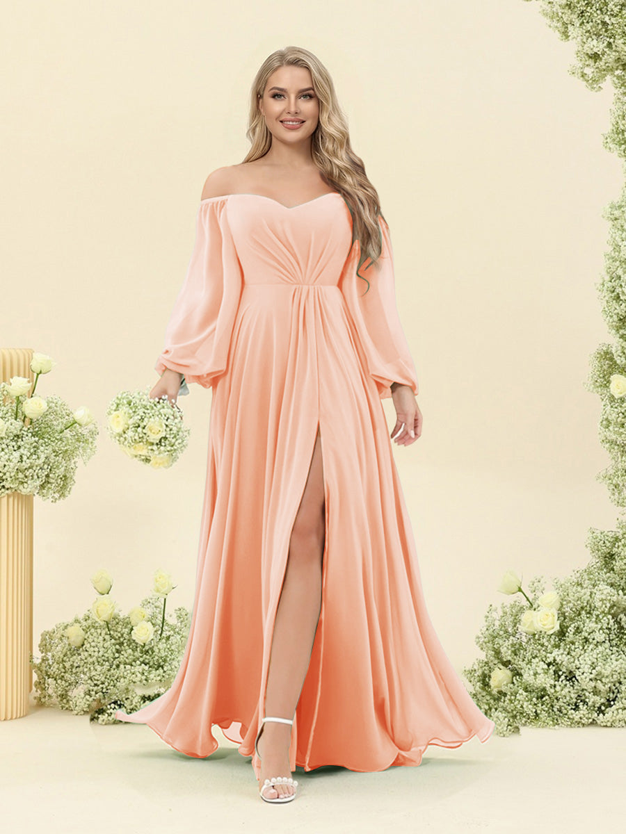 A-Line/Princess Sweetheart Floor-Length Long Plus Size Bridesmaid Dresses with Split Side &amp; Ruffles