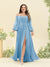 A-Line/Princess Sweetheart Floor-Length Long Plus Size Bridesmaid Dresses with Split Side & Ruffles