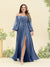 A-Line/Princess Sweetheart Floor-Length Long Plus Size Bridesmaid Dresses with Split Side & Ruffles