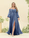 A-Line/Princess Sweetheart Floor-Length Long Plus Size Bridesmaid Dresses with Split Side & Ruffles