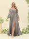 A-Line/Princess Sweetheart Floor-Length Long Plus Size Bridesmaid Dresses with Split Side & Ruffles