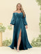 A-Line/Princess Sweetheart Floor-Length Long Plus Size Bridesmaid Dresses with Split Side & Ruffles