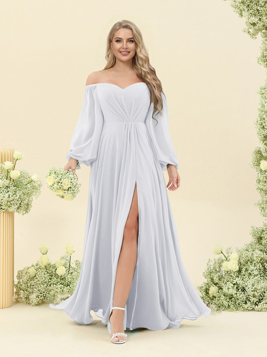 A-Line/Princess Sweetheart Floor-Length Long Plus Size Bridesmaid Dresses with Split Side &amp; Ruffles