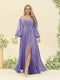 A-Line/Princess Sweetheart Floor-Length Long Plus Size Bridesmaid Dresses with Split Side & Ruffles