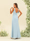 Sheath/Column V-Neck Sleeveless Floor-Length Long Bridesmaid Dresses with Bowknot