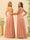A-Line/Princess Cowl Neck Floor-Length Chiffon Long Bridesmaid Dresses with Split Side