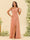A-Line/Princess Cowl Neck Floor-Length Chiffon Long Bridesmaid Dresses with Split Side