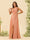 A-Line/Princess Cowl Neck Floor-Length Chiffon Long Bridesmaid Dresses with Split Side