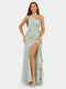 Sheath/Column One-Shoulder Sleeveless Bridesmaid Dresses with Ruffles