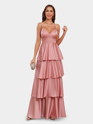 A-Line/Princess Spaghetti Straps Sleeveless Bridesmaid Dresses with Ruffles