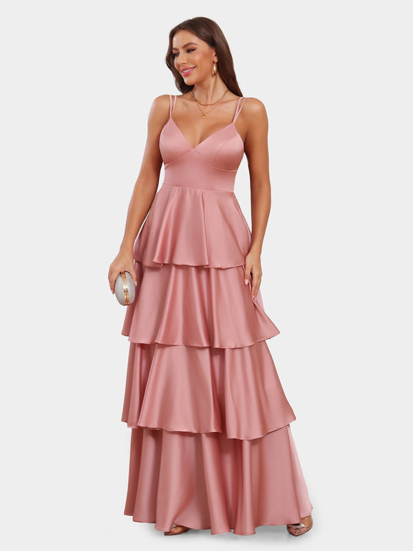 A-Line/Princess Spaghetti Straps Sleeveless Bridesmaid Dresses with Ruffles
