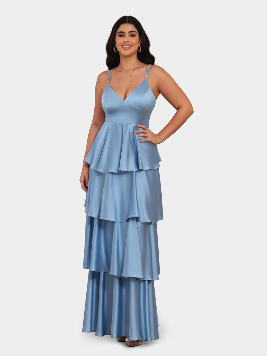 A-Line/Princess Spaghetti Straps Sleeveless Bridesmaid Dresses with Ruffles
