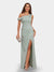 Sheath/Column One-Shoulder Short Sleeves Bridesmaid Dresses with Split Side