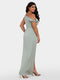 Sheath/Column One-Shoulder Short Sleeves Bridesmaid Dresses with Split Side