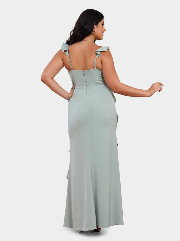 Sheath/Column Scoop Sleeveless Bridesmaid Dresses with Watteau Train