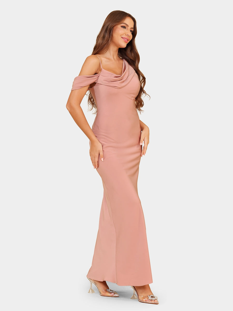 Sheath/Column Asymmetrical Short Sleeves Bridesmaid Dresses with Ruched