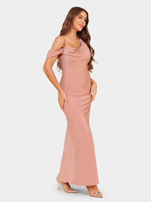 Sheath/Column Asymmetrical Short Sleeves Bridesmaid Dresses with Ruched