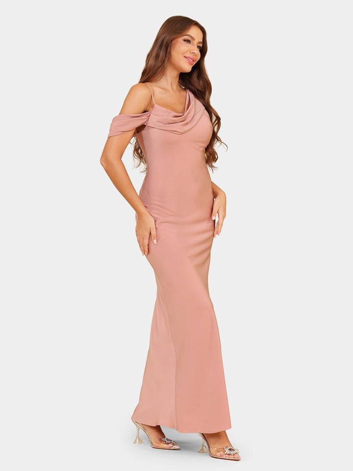 Sheath/Column Asymmetrical Short Sleeves Bridesmaid Dresses with Ruched