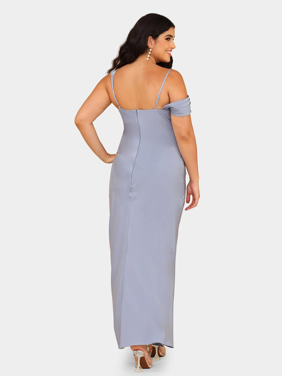 Sheath/Column Asymmetrical Short Sleeves Bridesmaid Dresses with Ruched