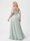 A-Line/Princess Off-the-Shoulder Puff Sleeves Plus Size Bridesmaid Dresses with Ruched