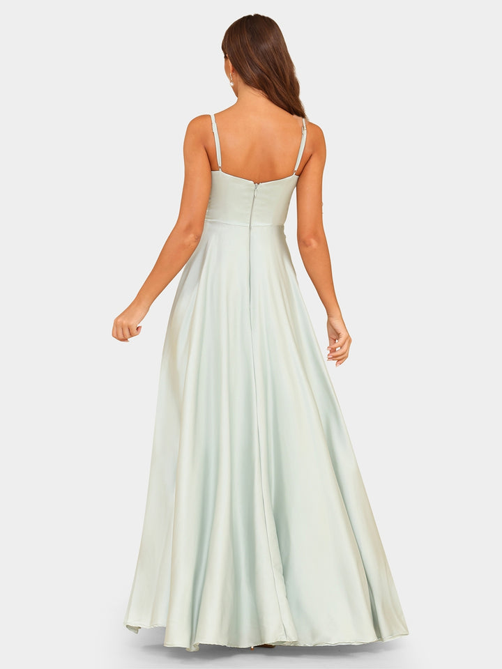 A-Line/Princess Spaghetti Straps Sleeveless Bridesmaid Dresses with Split Side