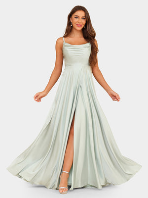 A-Line/Princess Spaghetti Straps Sleeveless Bridesmaid Dresses with Split Side