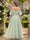 A-Line/Princess Cold Shoulder Short Sleeves Ruched Plus Size Floral Bridesmaid Dresses