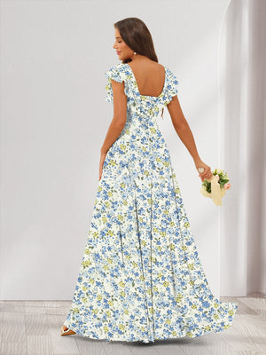 A-Line/Princess V-Neck Sleeveless Split Side Floral Bridesmaid Dresses