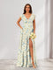 A-Line/Princess V-Neck Sleeveless Split Side Floral Bridesmaid Dresses