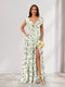 A-Line/Princess V-Neck Sleeveless Split Side Floral Bridesmaid Dresses