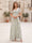 A-Line/Princess V-Neck Short Sleeves Ruffles Floral Bridesmaid Dresses