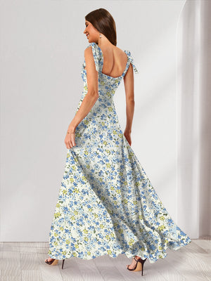 A-Line/Princess Square Neck Sleeveless Split Side Floral Bridesmaid Dresses