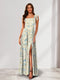 A-Line/Princess Square Neck Sleeveless Split Side Floral Bridesmaid Dresses